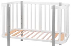 Ліжечко Babyroom Місяць білий - сірий, 120x60 см, 4 рівні, матеріал вільха/бук